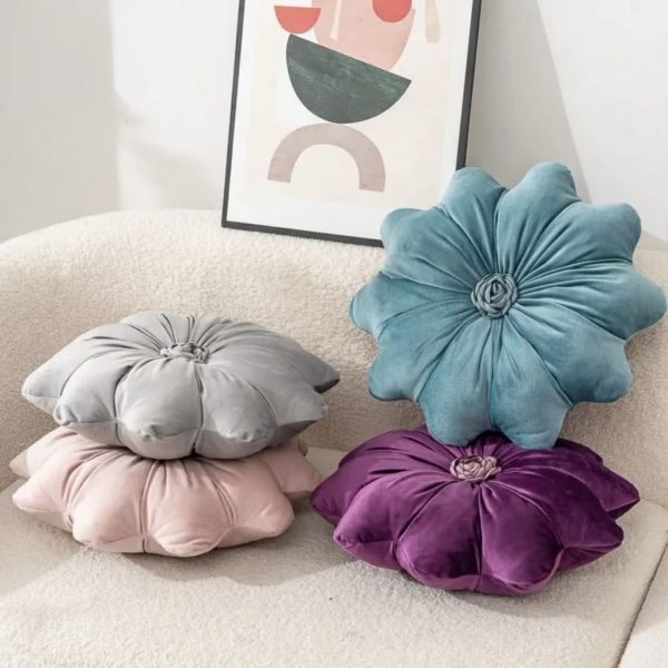 coussin fleur en velours hollandais