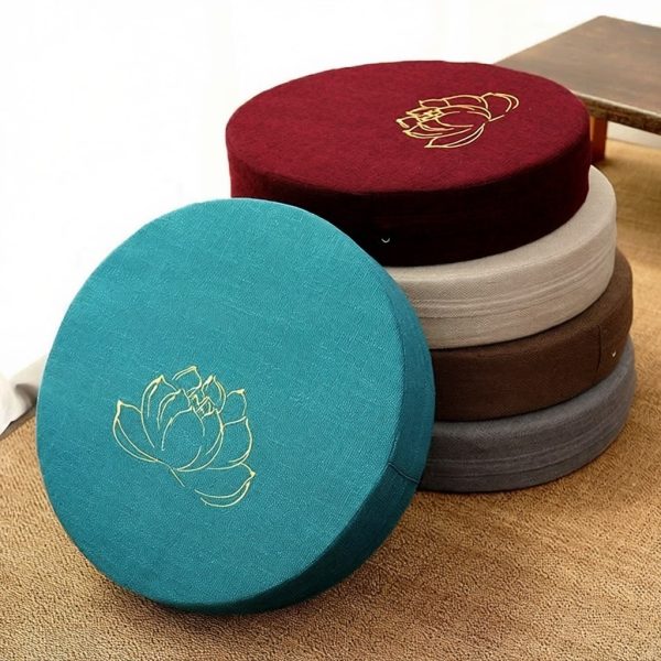 coussin futon rond en lin