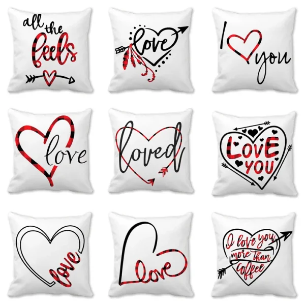 Housses de coussin motifs cœur