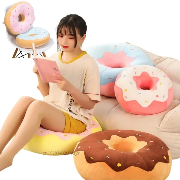 Coussin donut en peluche