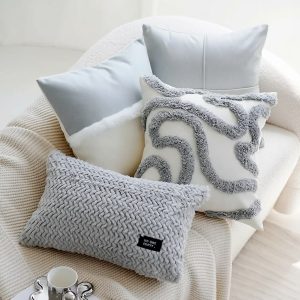 housse de coussin luxueuse crème-gris