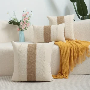 housse de coussin bohème rayée